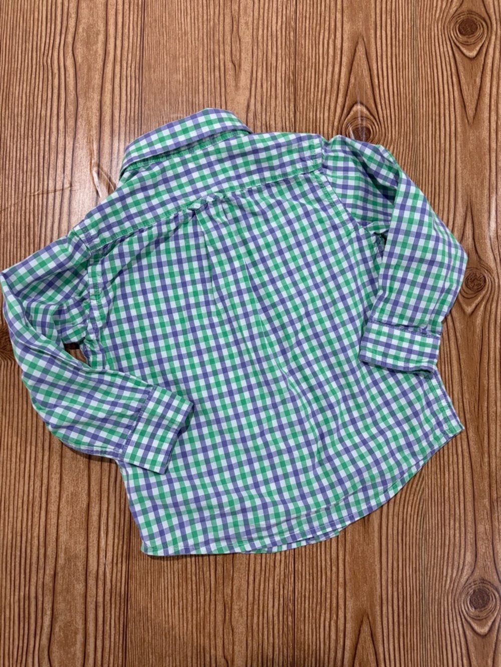 7/$20 The Children’s Place Green & Blue Gingham Long Sleeve Button-Up Shirt - Picture 2 of 4